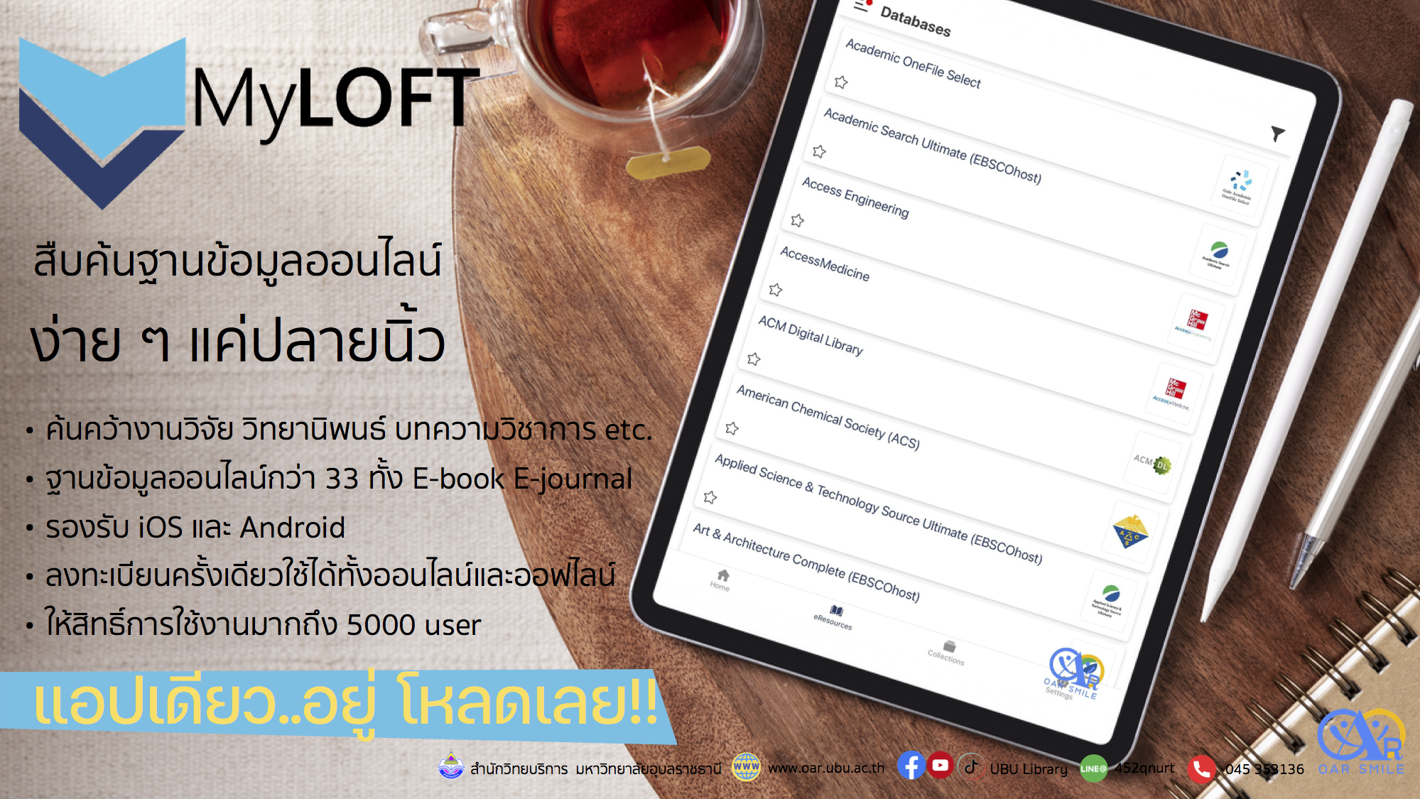 myLoft Application ตัวช่วยในการค้นหาฐานข้อมูลออนไลน์