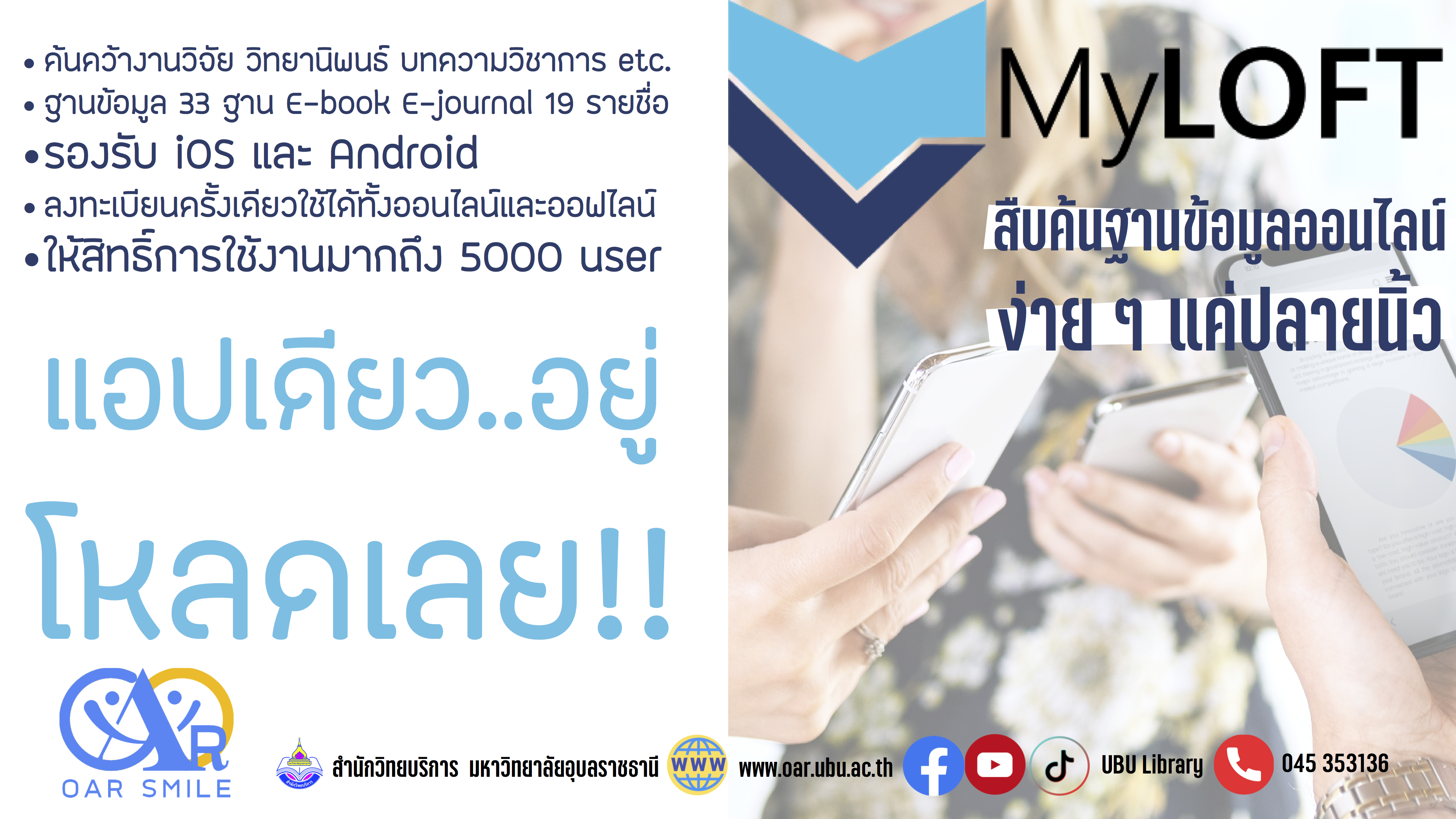 MyLOFT แอปพลิเคชันสำหรับการสืบค้นฐานข้อมูลออนไลน์