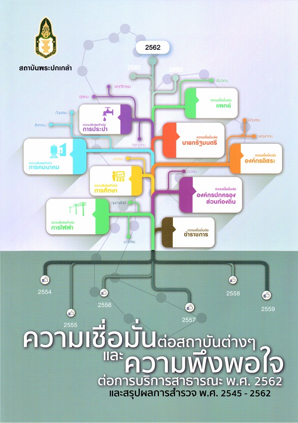 ความเชื่อมั่นต่อสถาบันต่างๆ และความพึงพอใจต่อการบริการสาธารณะ พ.ศ. 2562 และสรุปผลสำรวจ พ.ศ. 2545-2562 